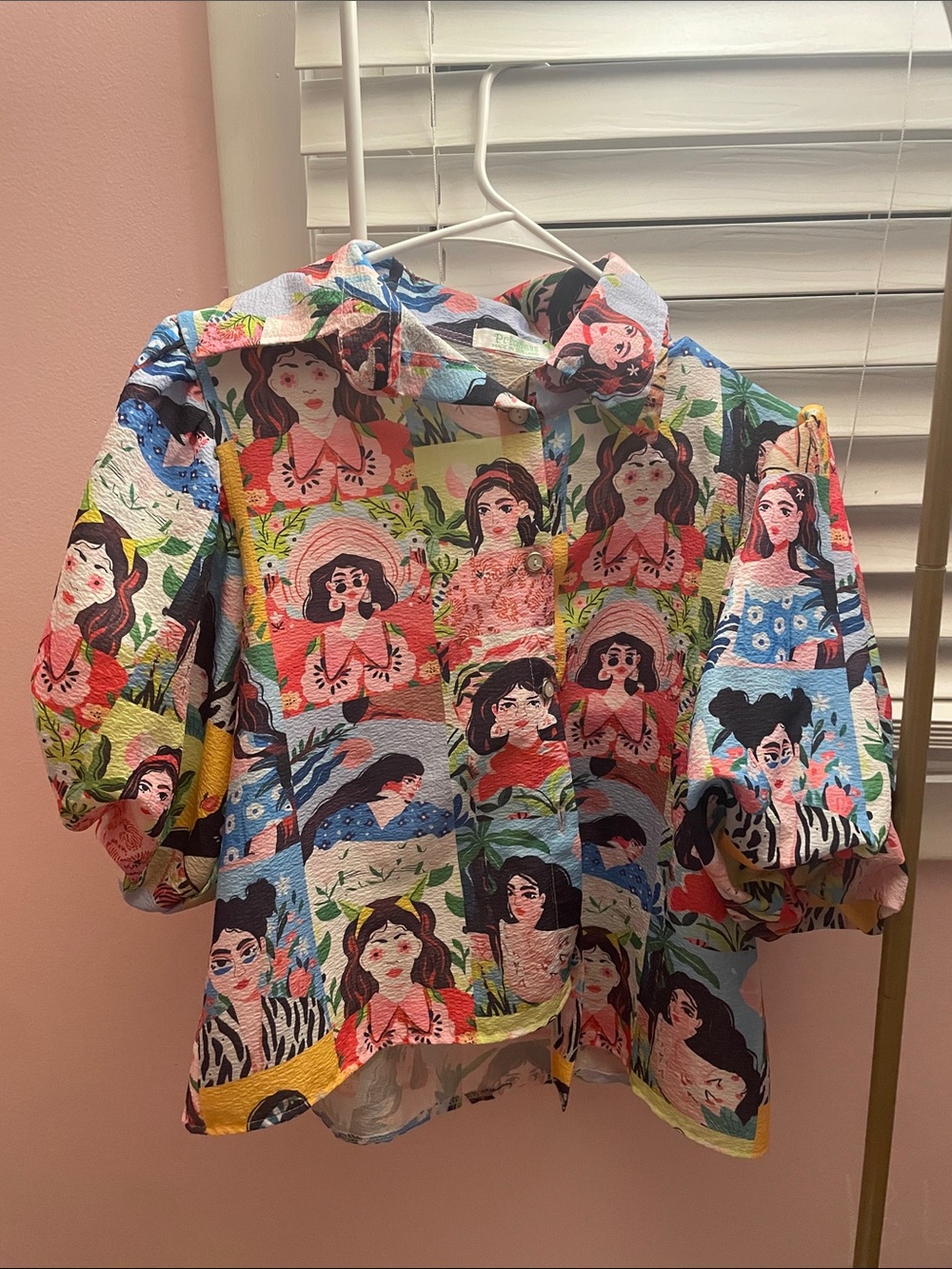 Prince Multicolor Illustrated Poplin Shirt with Puff Sleeves